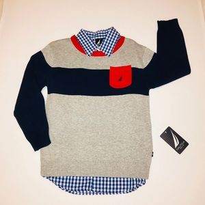 Boys Nautica sweater w/collared button down shirt!